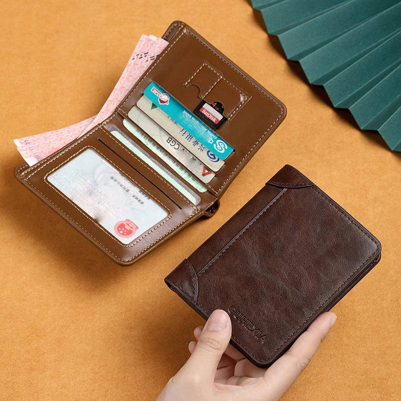 PU Leather RFID Wallet Men Slim Vertical Wallets Black Thin Short ID Credit Card Holder Minimalist Men's Brown Money Bag PU Leather RFID Wallet Men Slim Vertical Wallets Black Thin Short ID Credit Card Holder Minimalist Men's Brown Money Bag