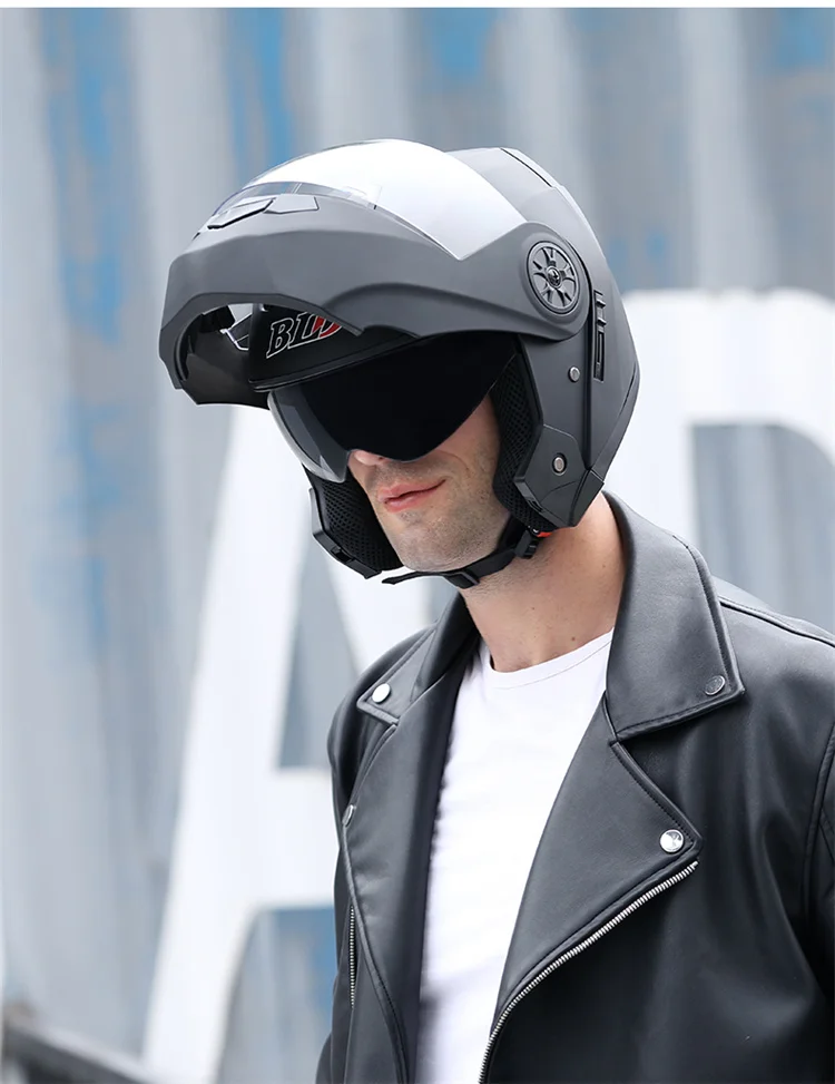 Bluetooth Men's Motorcycle Helmets Full Face Casco for Motorcycles Man Motocross Kask Flip up Casque De Moto  DOT Certified BLD