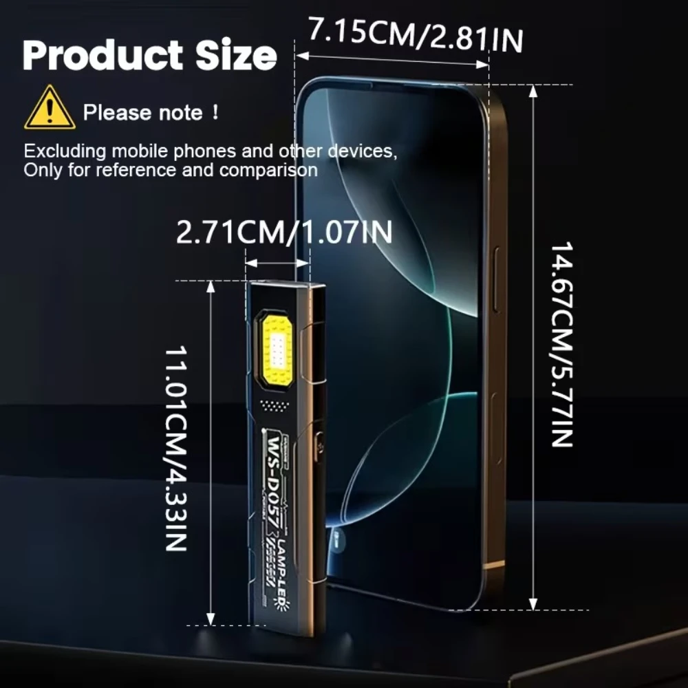 LED COB Keychain Flashlight USB Rechargeable Mini Torch Portable Working Light with Magnet Emergency Hiking Fishing Lantern