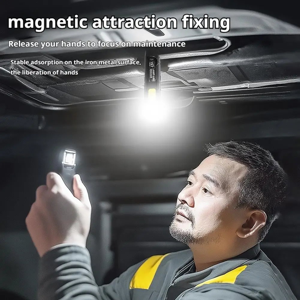 LED COB Keychain Flashlight USB Rechargeable Mini Torch Portable Working Light with Magnet Emergency Hiking Fishing Lantern