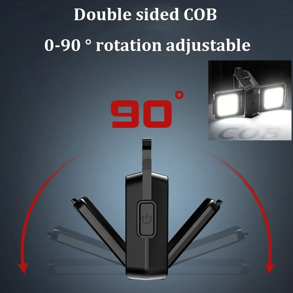 Flashlight Mini Keychain Light COB Work Light USB Rechargeable Lamp with 90° Foldable Side Lights Multifunctiona Portable Torch Flashlight Mini Keychain Light COB Work Light USB Rechargeable Lamp with 90° Foldable Side Lights Multifunctiona Portable Torch