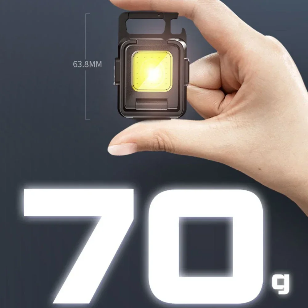 Flashlight Mini Keychain Light COB Work Light USB Rechargeable Lamp with 90° Foldable Side Lights Multifunctiona Portable Torch
