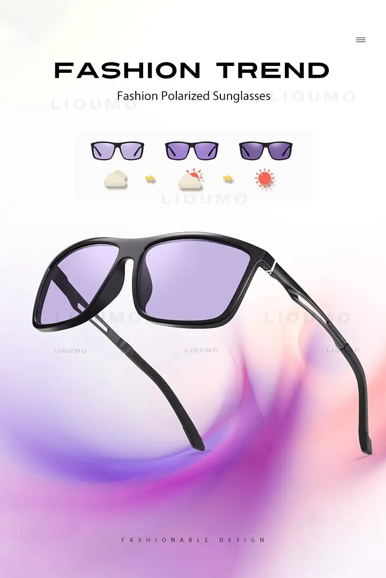 LIOUMO Brand Square Photochromic Polarized Sunglasses Men Women Night Vision Glasses For Driving Trendy Shades Chameleon Eyewear LIOUMO Brand Square Photochromic Polarized Sunglasses Men Women Night Vision Glasses For Driving Trendy Shades Chameleon Eyewear
