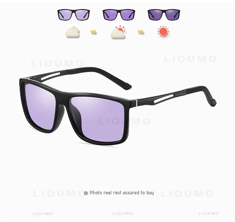 LIOUMO Brand Square Photochromic Polarized Sunglasses Men Women Night Vision Glasses For Driving Trendy Shades Chameleon Eyewear LIOUMO Brand Square Photochromic Polarized Sunglasses Men Women Night Vision Glasses For Driving Trendy Shades Chameleon Eyewear