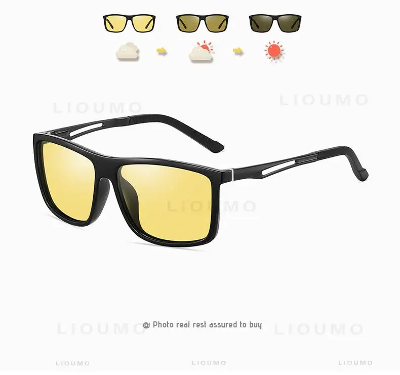 LIOUMO Brand Square Photochromic Polarized Sunglasses Men Women Night Vision Glasses For Driving Trendy Shades Chameleon Eyewear LIOUMO Brand Square Photochromic Polarized Sunglasses Men Women Night Vision Glasses For Driving Trendy Shades Chameleon Eyewear