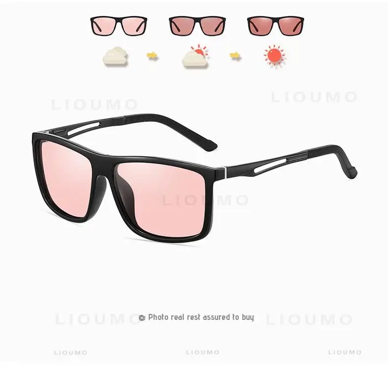 LIOUMO Brand Square Photochromic Polarized Sunglasses Men Women Night Vision Glasses For Driving Trendy Shades Chameleon Eyewear LIOUMO Brand Square Photochromic Polarized Sunglasses Men Women Night Vision Glasses For Driving Trendy Shades Chameleon Eyewear