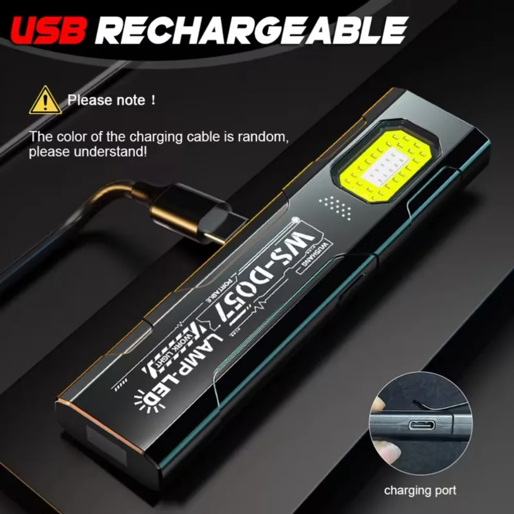 LED COB Keychain Flashlight USB Rechargeable Mini Torch Portable Working Light with Magnet Emergency Hiking Fishing Lantern - الصورة 2