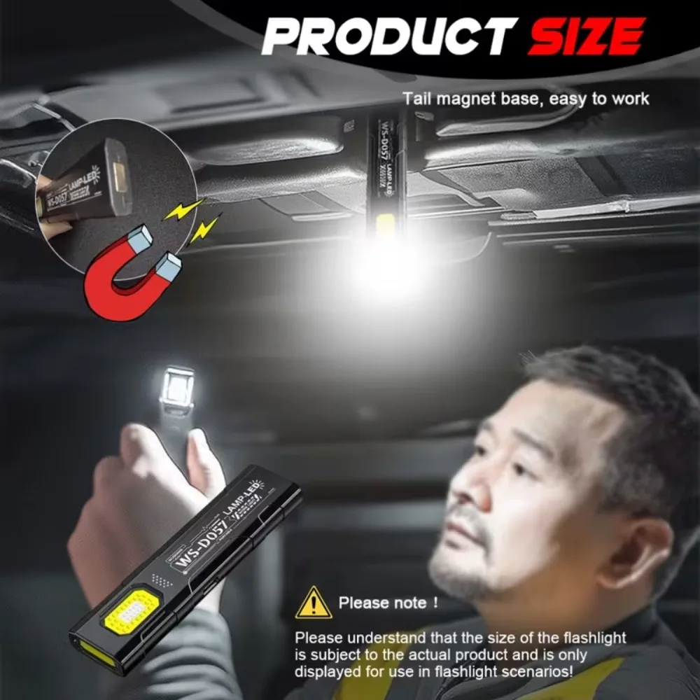 LED COB Keychain Flashlight USB Rechargeable Mini Torch Portable Working Light with Magnet Emergency Hiking Fishing Lantern - الصورة 4