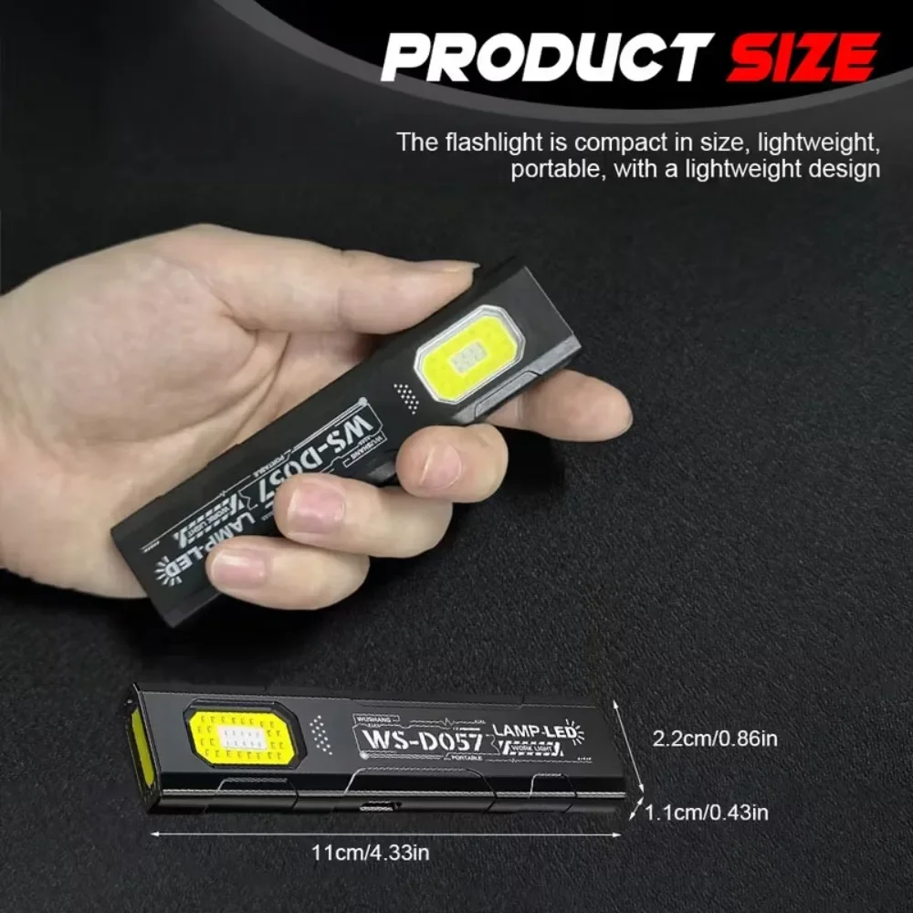 LED COB Keychain Flashlight USB Rechargeable Mini Torch Portable Working Light with Magnet Emergency Hiking Fishing Lantern - الصورة 5