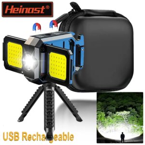 Flashlight Mini Keychain Light COB Work Light USB Rechargeable Lamp with 90° Foldable Side Lights Multifunctiona Portable Torch