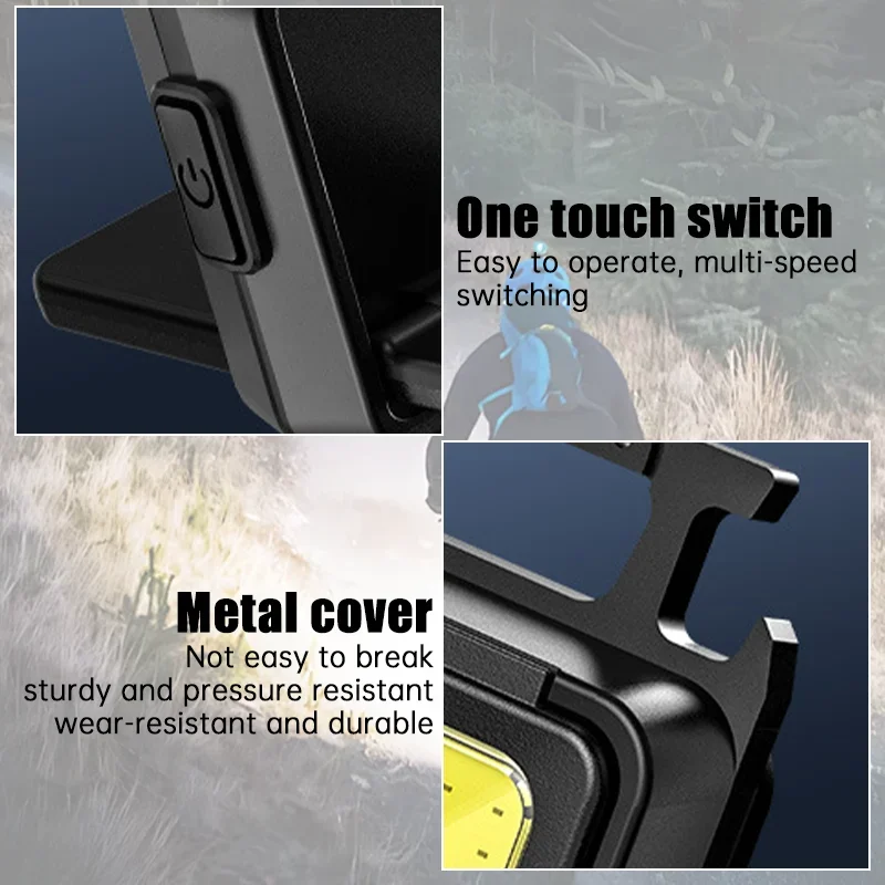 Flashlight Mini Keychain Light COB Work Light USB Rechargeable Lamp with 90° Foldable Side Lights Multifunctiona Portable Torch - الصورة 4
