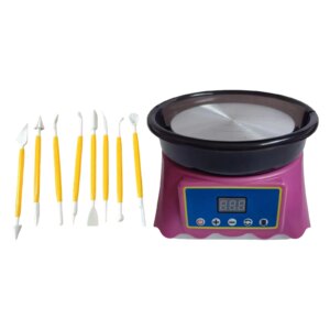 1 Set DIY Pottery Wheel Kit EU/US Plug Toy Electric Pottery Wheel Complete Pottery Kit Sculpting Clay Tools for Works Studio