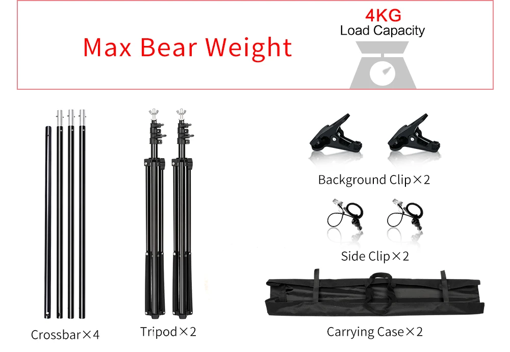 2.6x3M/8.5x10ft Photo Video Studio Backdrop Background Stand, Adjustable Telescopic Background Support System with Carry Bag