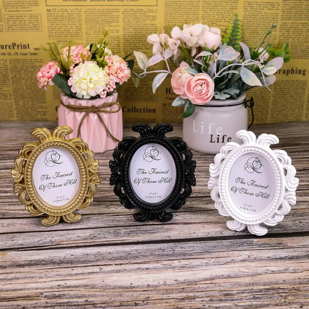 NewNordic Style 1pc Flower Photo Frame Wedding Home Decor Desktop Bronze Design Vintage Picture Frame Small Baroque Photo Holder