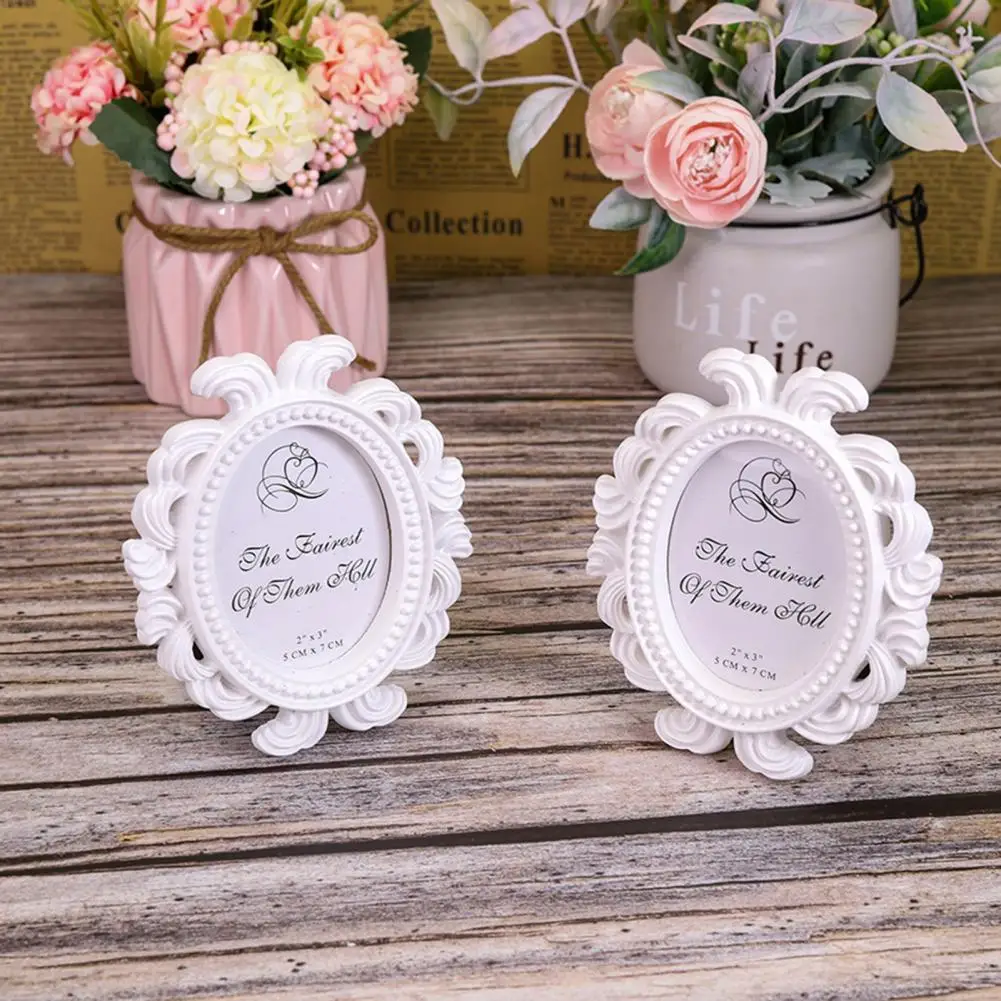NewNordic Style 1pc Flower Photo Frame Wedding Home Decor Desktop Bronze Design Vintage Picture Frame Small Baroque Photo Holder