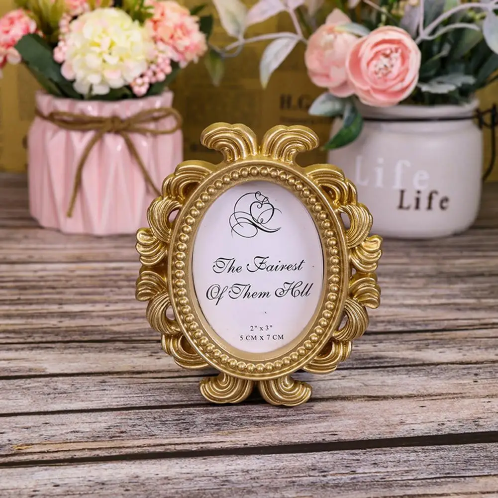 NewNordic Style 1pc Flower Photo Frame Wedding Home Decor Desktop Bronze Design Vintage Picture Frame Small Baroque Photo Holder