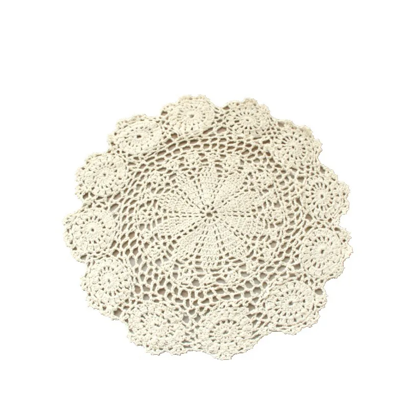 Round Hand Crocheted Doily Vintage Cup Mat Cotton Crochet Table Place Mat Wedding Napkins Cloth Lace Placemats Decorative