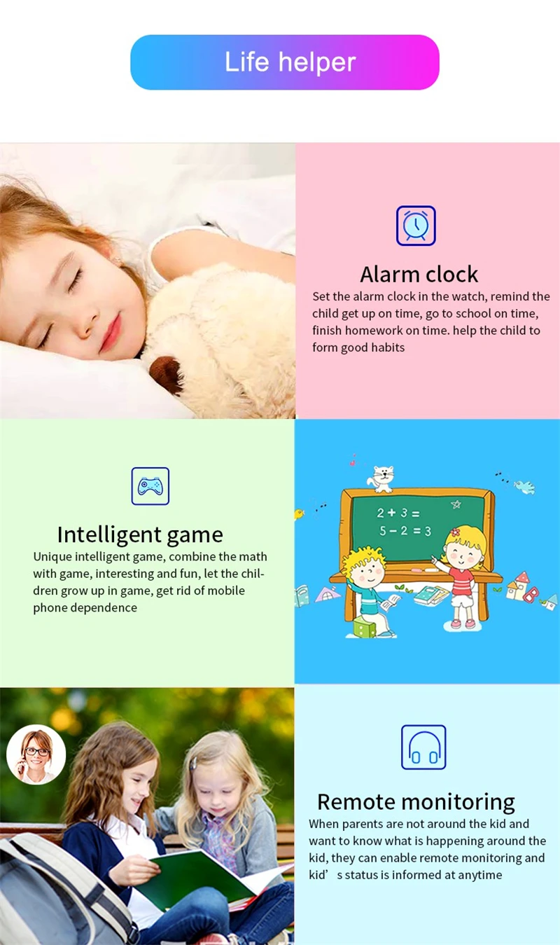 2G Sim Card Kids Smart Watch Multifunctional LBS Location SOS Waterproof Voice Function Smartwatch Kids Phone Watch Gift