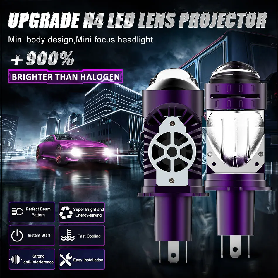 LED Headlight Bulb Projector New H4/9003/HB2 Canbus Super Bright LED 2000W 2000000LM 6000K Hi/Low Beam Apply For Car&Motorcycle