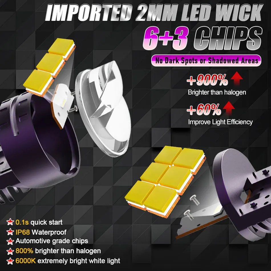 LED Headlight Bulb Projector New H4/9003/HB2 Canbus Super Bright LED 2000W 2000000LM 6000K Hi/Low Beam Apply For Car&Motorcycle