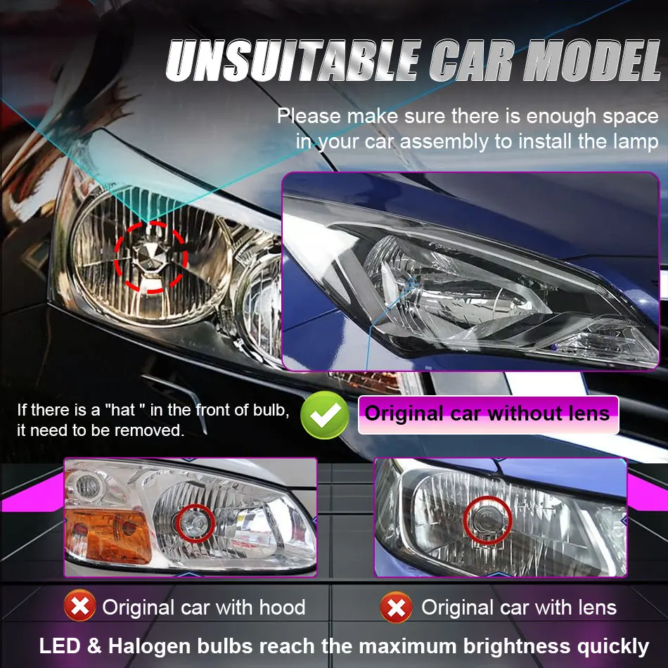 LED Headlight Bulb Projector New H4/9003/HB2 Canbus Super Bright LED 2000W 2000000LM 6000K Hi/Low Beam Apply For Car&Motorcycle