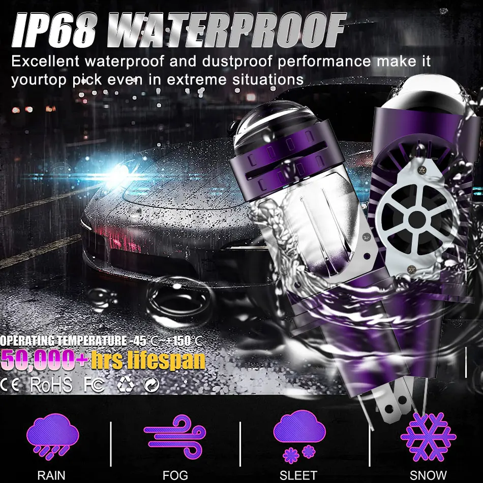 LED Headlight Bulb Projector New H4/9003/HB2 Canbus Super Bright LED 2000W 2000000LM 6000K Hi/Low Beam Apply For Car&Motorcycle