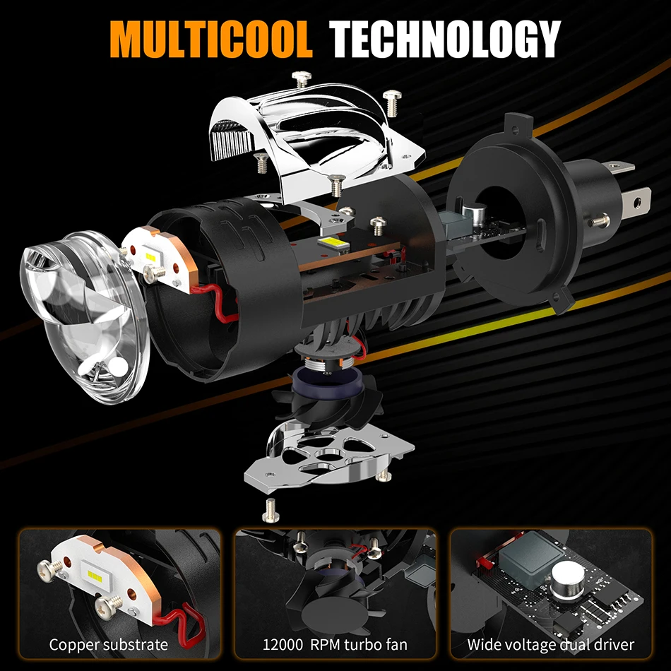 H4/9003/HB2 LED Headlight Bulb Projector Lens Canbus Super Bright LED 3000W 3500000LM 6000K Hi/Low Light Apply to Car&Motorcycle