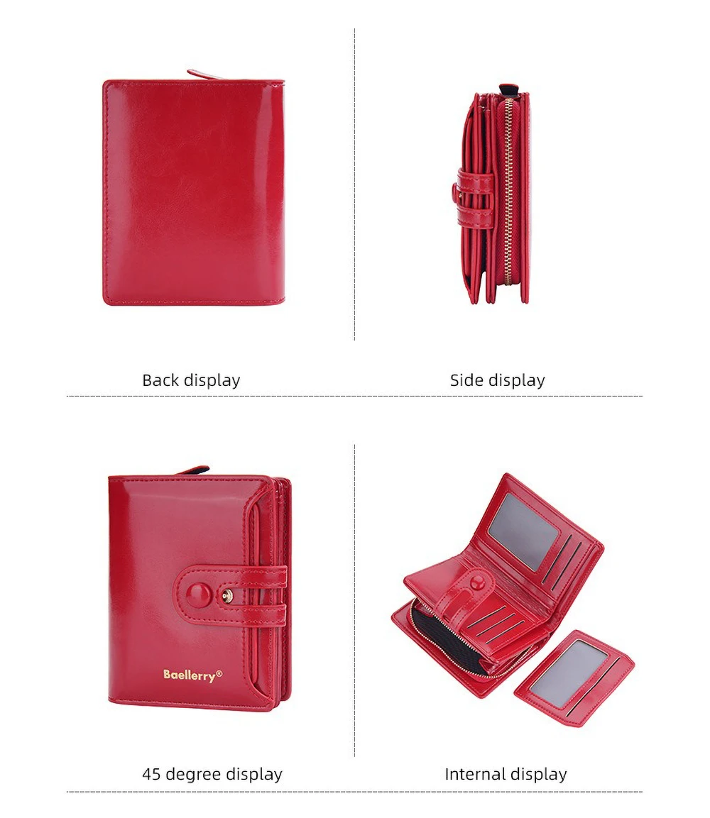 Women's Oiled Waxed Leather Wallet - Buckle Closure, Vertical Zipper Coin Pocket & 6 Card Slots (Heritage Design)