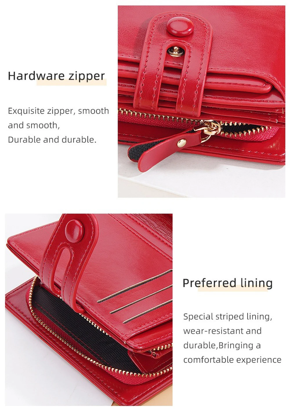 Women's Oiled Waxed Leather Wallet - Buckle Closure, Vertical Zipper Coin Pocket & 6 Card Slots (Heritage Design)