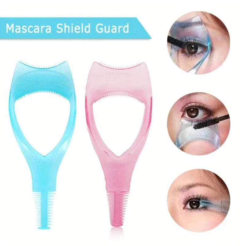 3 in 1 Mascara Applicator Template with Eyelash Curler Guard, Eyeliner Holder & Eyebrow Drawing Tool with Storage Case