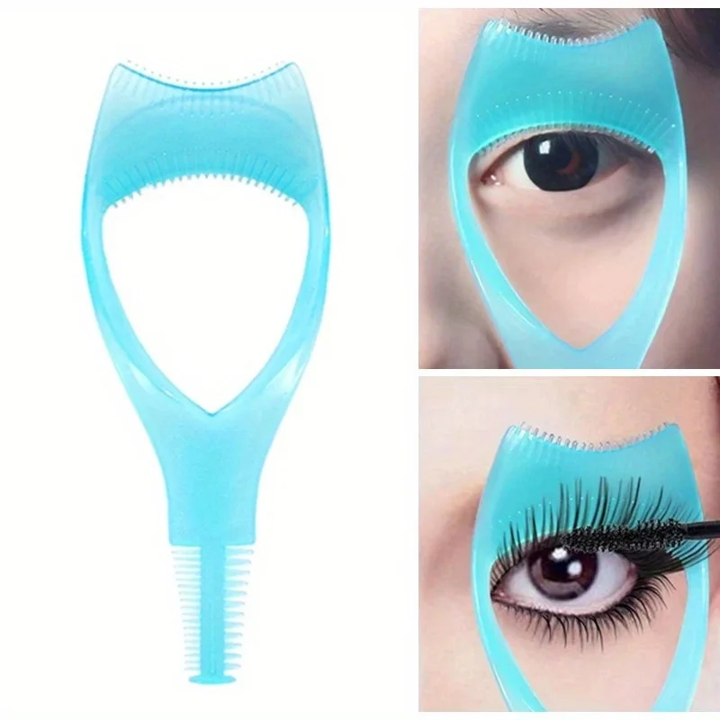 3 in 1 Mascara Applicator Template with Eyelash Curler Guard, Eyeliner Holder & Eyebrow Drawing Tool with Storage Case