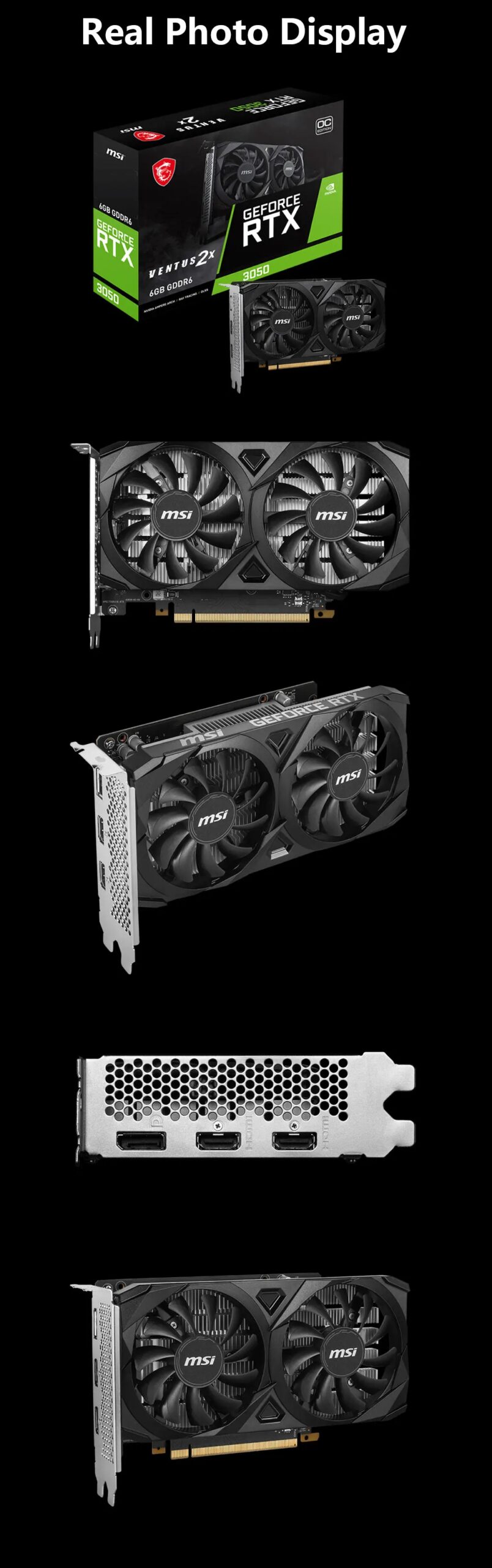 MSI GeForce RTX 3050 VENTUS 2X 6G OC Gaming Graphics Card 6GB GDDR6 96-bit HDMI DP PCI-E 4.0x8 Desktop Full New Game Video Card