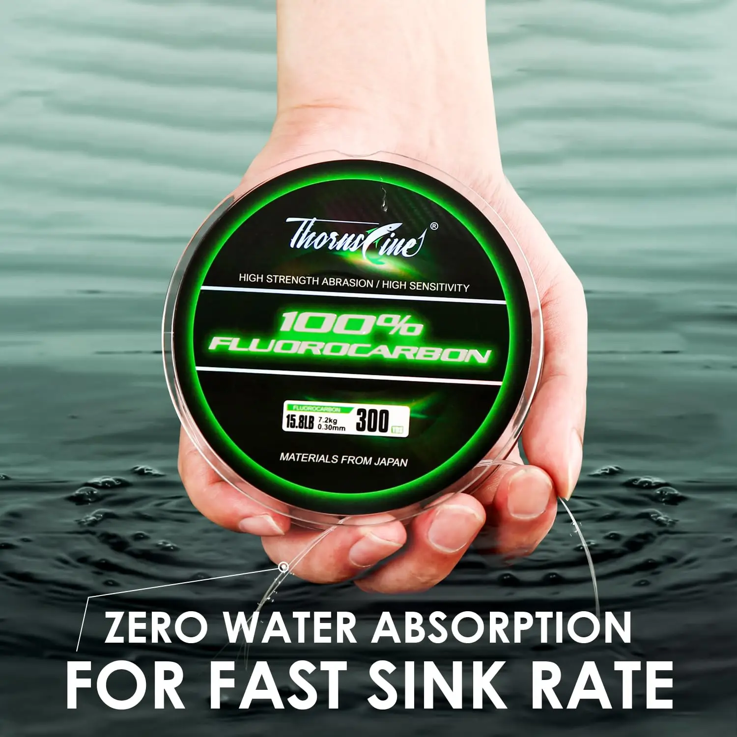 ThornsLine 100% Fluorocarbon Fishing Line 50-270M, Japanese Imported Carbon Fiber Line 1-40kg Upgrade Sinking Line Sea Fishing