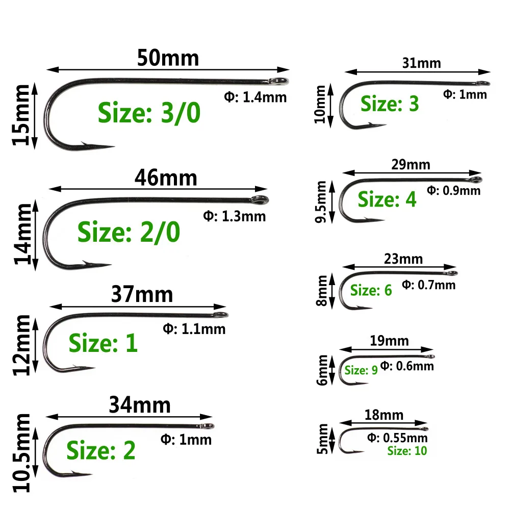 500PCS Aberdeen Long Shank Fish Hook Saltwater Fresh Water Hooks Sabiki Rig Streamer Fly Hook Size 10 4 2 2/0 Wholesale