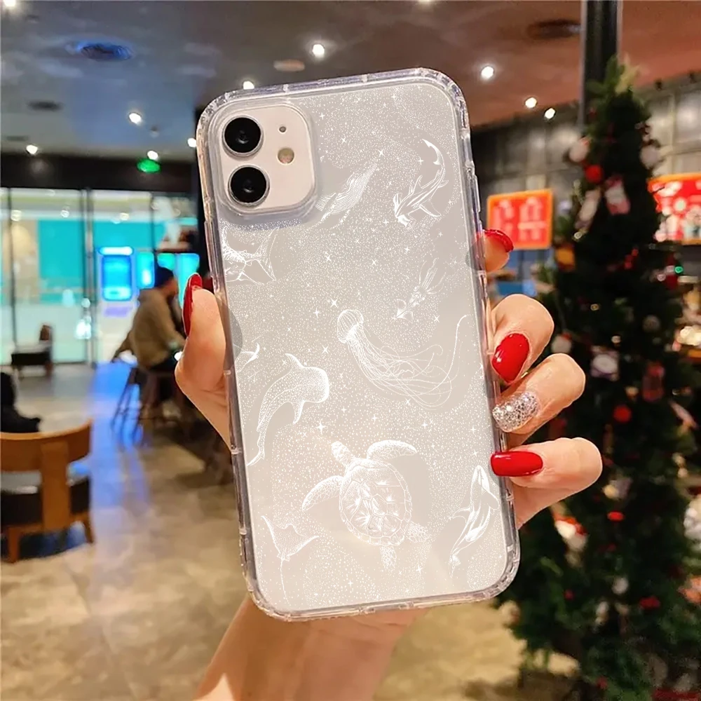 Coastal Decor Sea Turtle Pattern Clear Phone Case For iPhone 11 12 13 14 15 16 17 Pro Max Air Plus XS X XR Silicone Soft Cover
