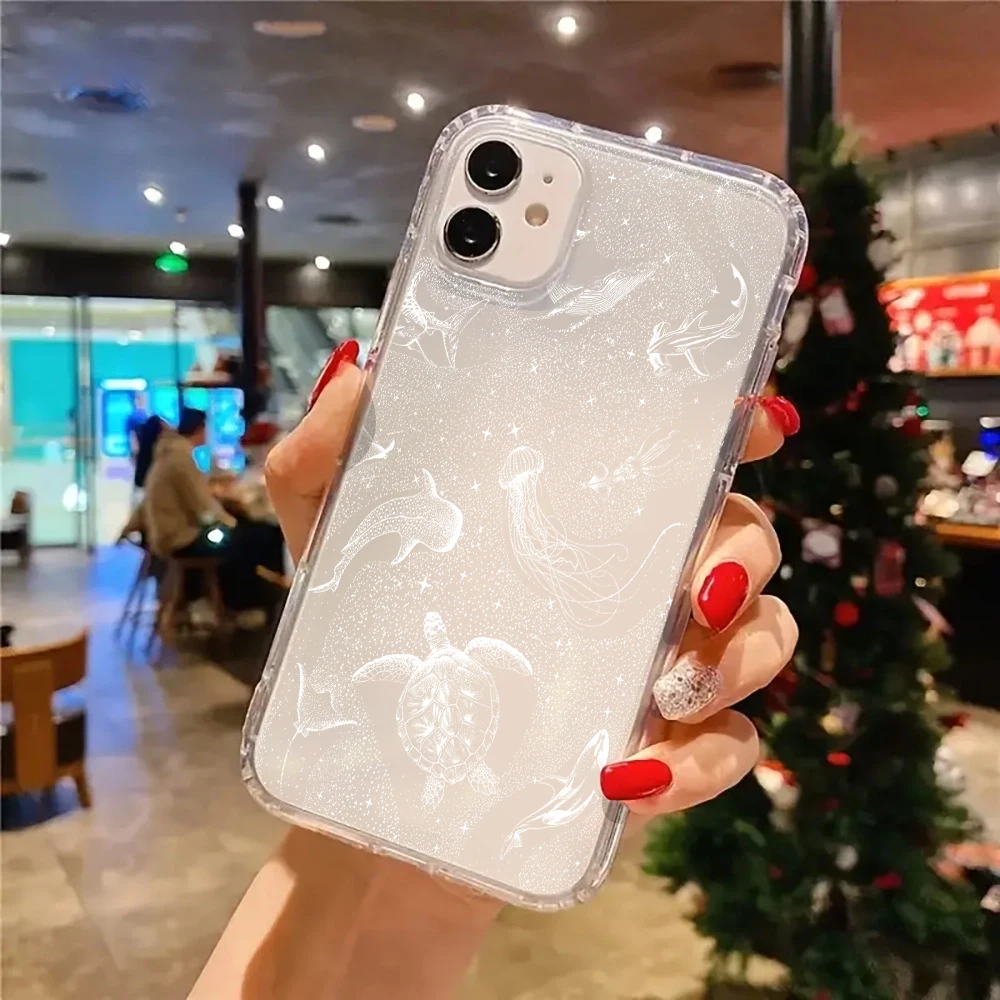 Coastal Decor Sea Turtle Pattern Clear Phone Case For iPhone 11 12 13 14 15 16 17 Pro Max Air Plus XS X XR Silicone Soft Cover