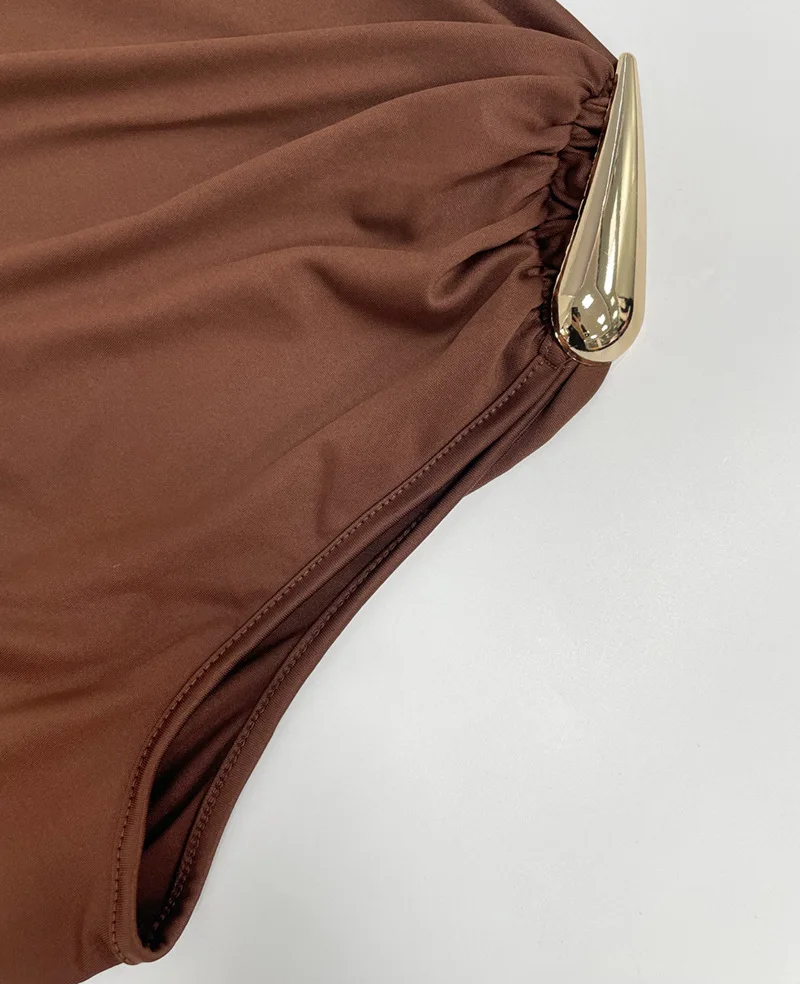 Women's Sleeveless Slim Fit Metal Decorated Wrap Sexy Pleated Dress Autumn 2025 Street Style Long Skirt High Waist round Neck Women's Sleeveless Slim Fit Metal Decorated Wrap Sexy Pleated Dress Autumn 2025 Street Style Long Skirt High Waist round Neck