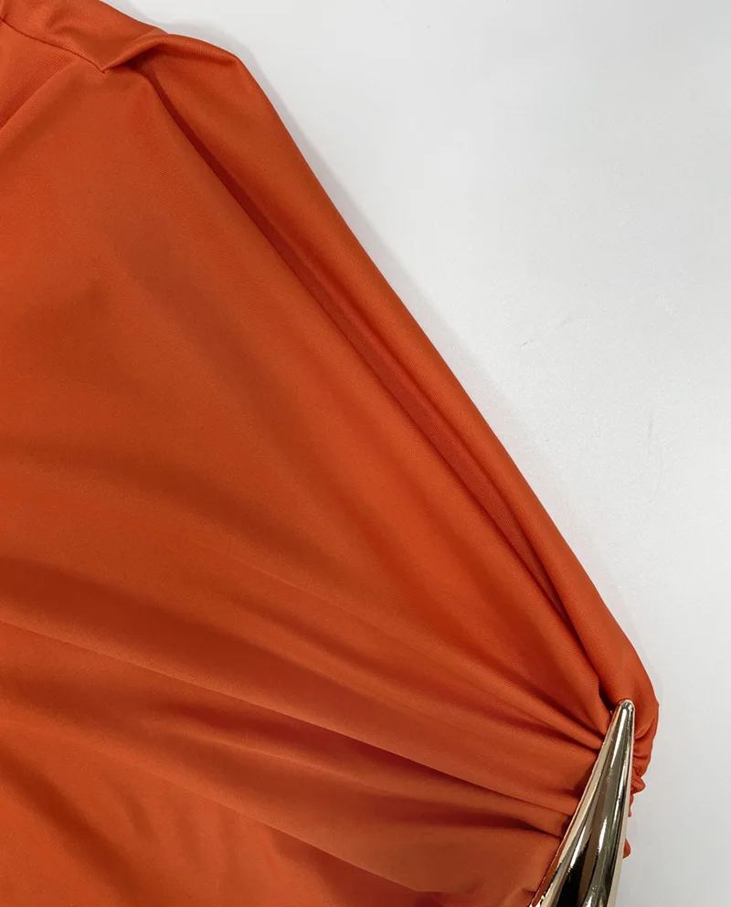 Women's Sleeveless Slim Fit Metal Decorated Wrap Sexy Pleated Dress Autumn 2025 Street Style Long Skirt High Waist round Neck Women's Sleeveless Slim Fit Metal Decorated Wrap Sexy Pleated Dress Autumn 2025 Street Style Long Skirt High Waist round Neck