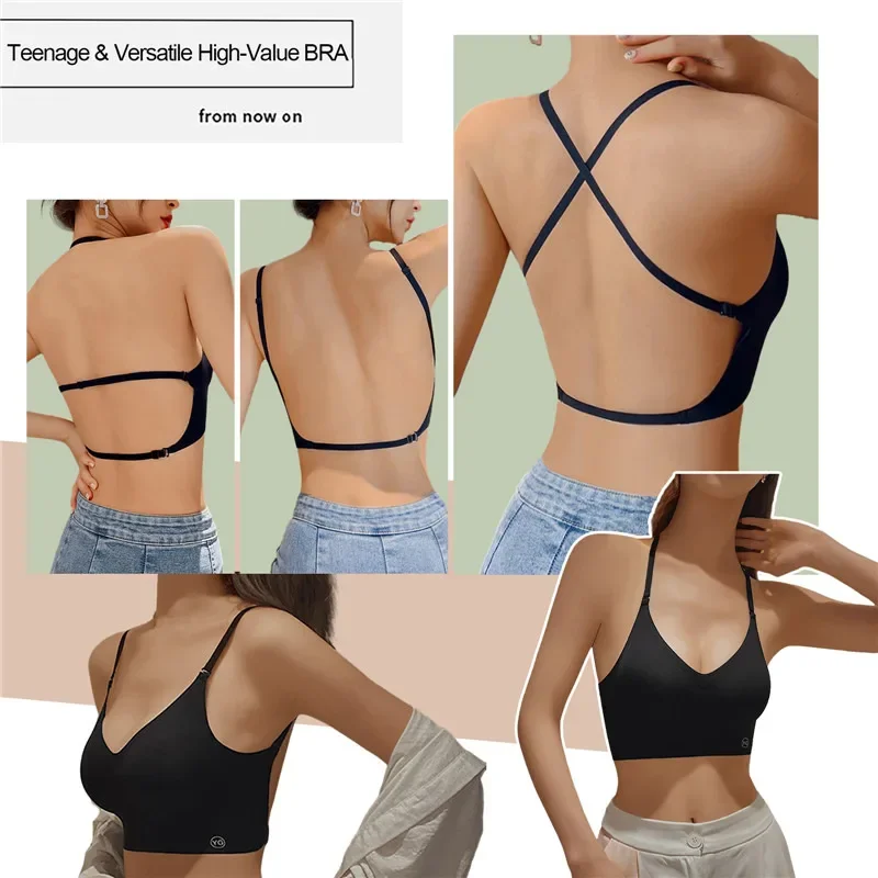 2026 Invisible Push Up Bra Backless Sexy Women Bras Low Cut Plunge Brassiere Open Back Wedding Underwear Seamless Lingerie