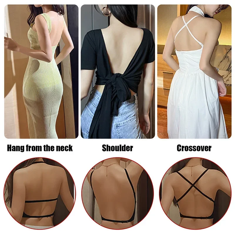 2026 Invisible Push Up Bra Backless Sexy Women Bras Low Cut Plunge Brassiere Open Back Wedding Underwear Seamless Lingerie