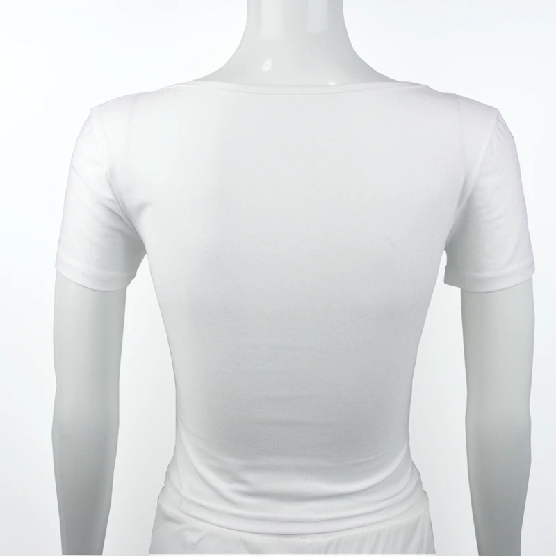 Short Sleeve T-shirt for Women Summer 2026 Solid Color Elastic Square-cut Collar slim fit Tops Sexy Y2k Street Wear Tee Fashion