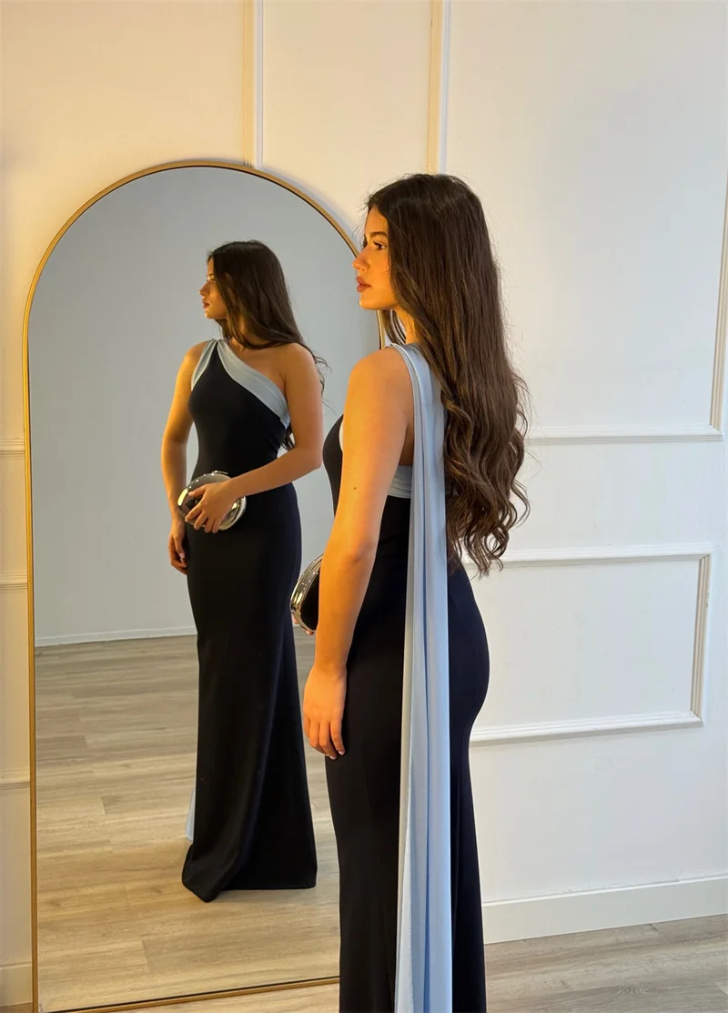 Blifanbo Diagonal Collar Ribbon Sexy Maxi Dress Women Elegant Bodycon Constrast Color Sleeveless Backless Club Party Long Dress
