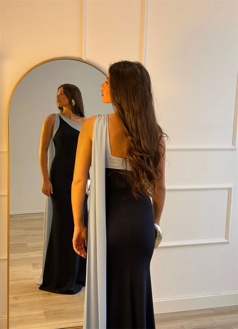 Blifanbo Diagonal Collar Ribbon Sexy Maxi Dress Women Elegant Bodycon Constrast Color Sleeveless Backless Club Party Long Dress