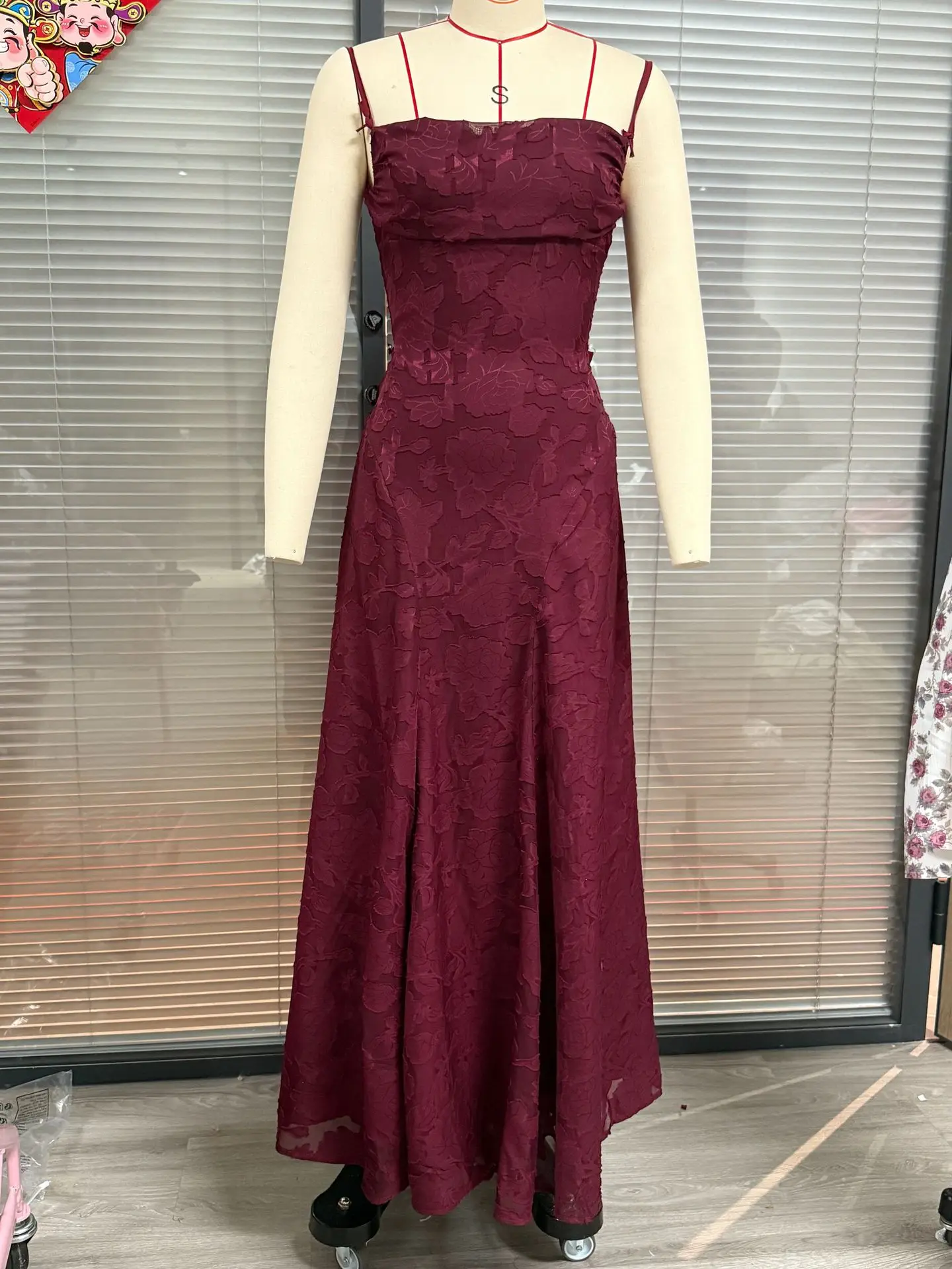 Jacquard Chiffon Long Dress Women's Backless Bandage Dresses Summer Evening Wedding Guest Green White Burgundy Pink Graduation