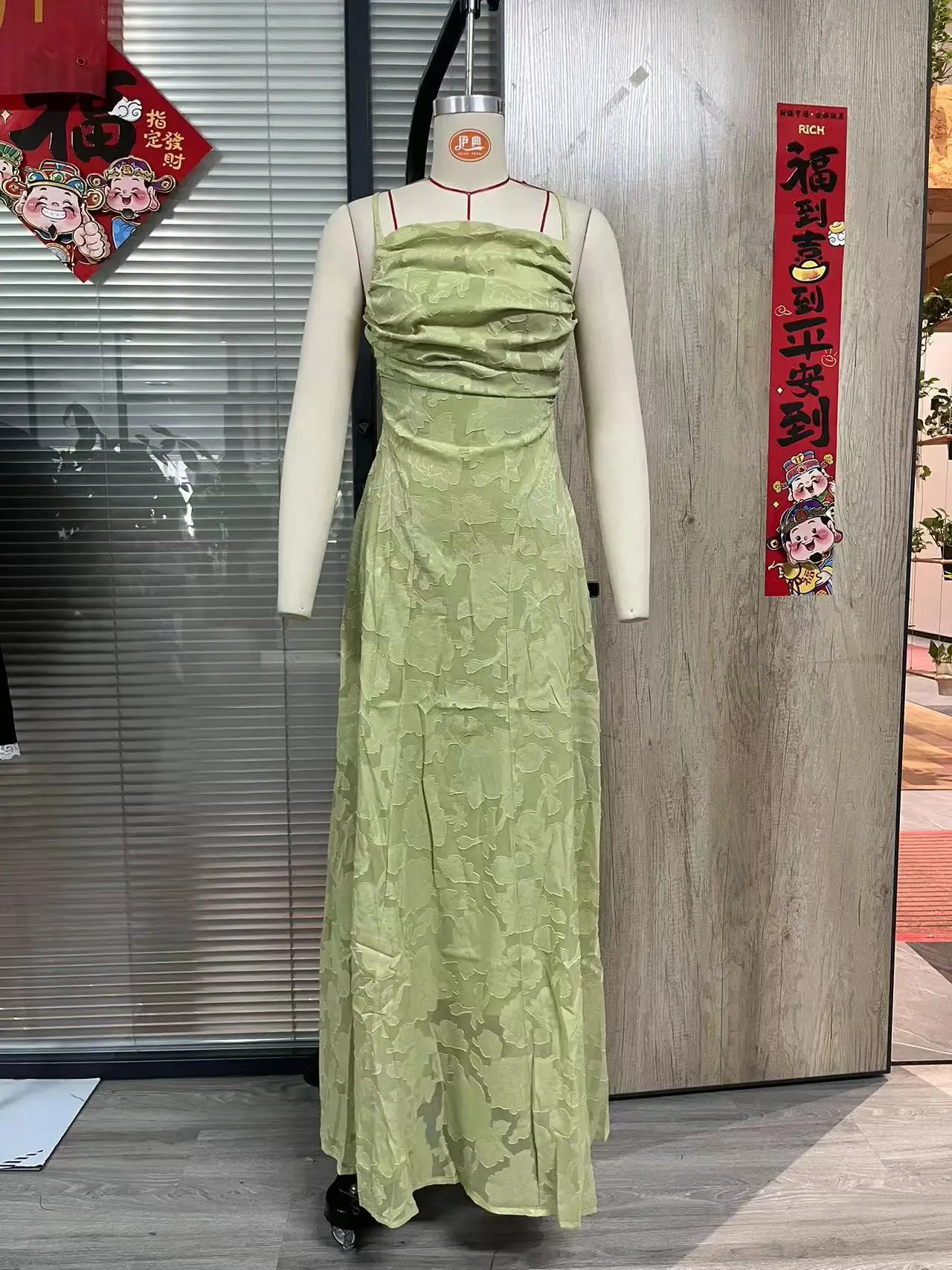 Jacquard Chiffon Long Dress Women's Backless Bandage Dresses Summer Evening Wedding Guest Green White Burgundy Pink Graduation