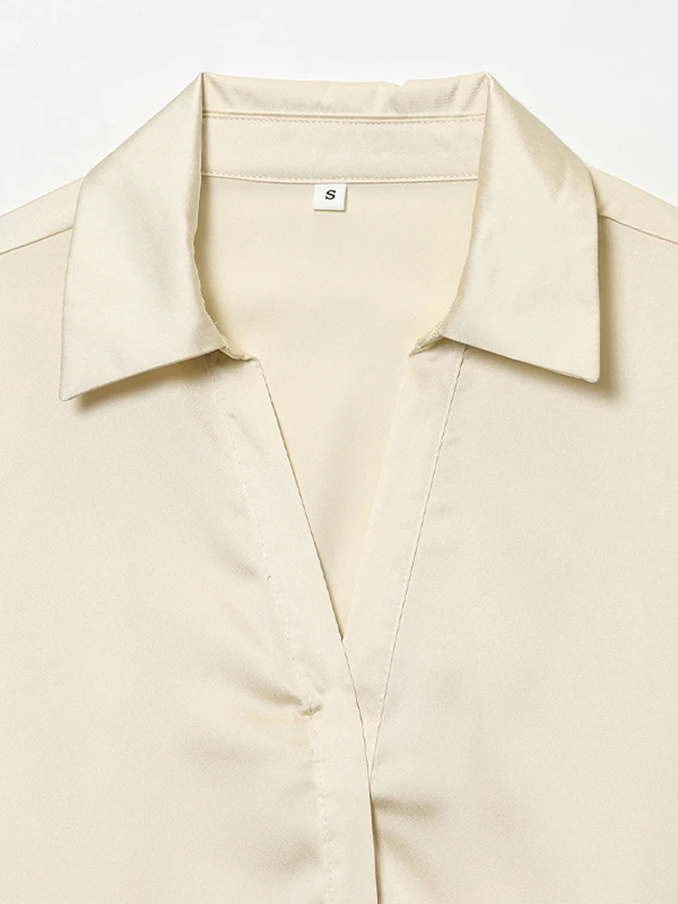 Lapel Button Skinny Belt Shirt Women Autumn 2025 Elegant Turn-down Collar Long Sleeve Lace Up Shirts Fashion Office Lady Blouses
