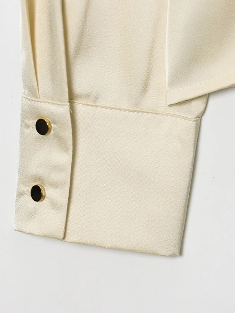 Lapel Button Skinny Belt Shirt Women Autumn 2025 Elegant Turn-down Collar Long Sleeve Lace Up Shirts Fashion Office Lady Blouses