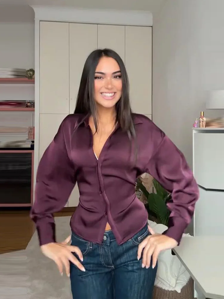 Lapel Button Skinny Belt Shirt Women Autumn 2025 Elegant Turn-down Collar Long Sleeve Lace Up Shirts Fashion Office Lady Blouses