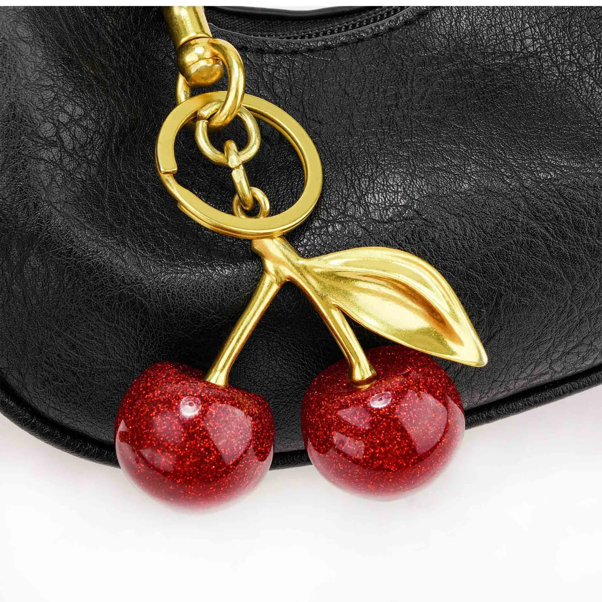 Fashion Women's Bag Temperament Versatile Crescent Bag Cherry Pendant Mini Handbag High Quality Black Luxury Armpit Bag Wallet