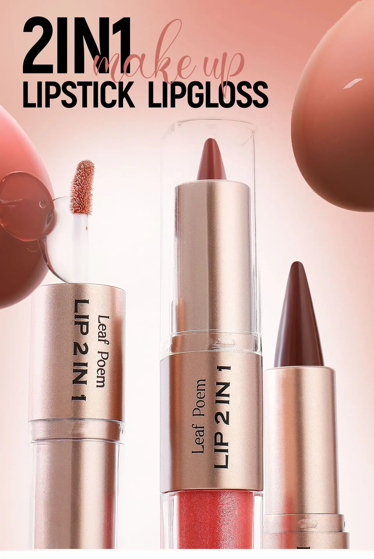 Black Brown Tapered Lip Liner Contour Pencil Double Head Mirror Plumping Lip Glaze Crystal Lip Gloss Sexy Red Lips Tint Makeup